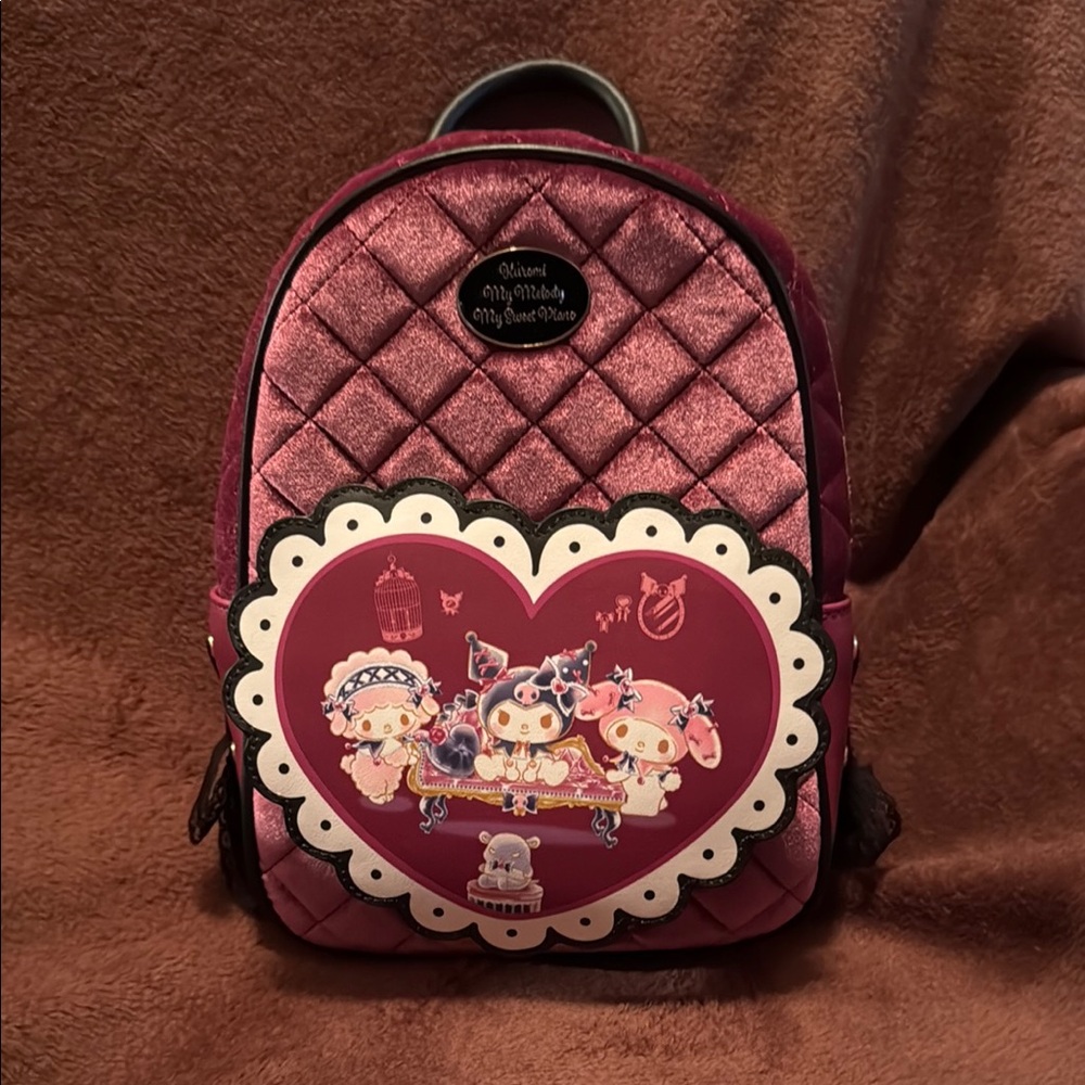 Loungefly Kuromi Burgundy Heart Mini Backpack